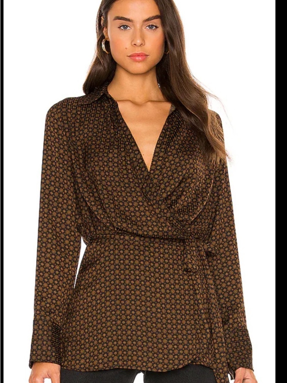 Free People Brown Floral Wrap Top